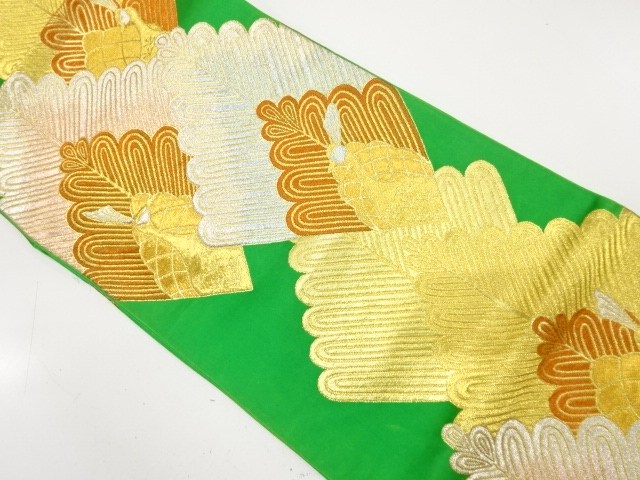 JAPANESE KIMONO / ANTIQUE FUKURO OBI / SILK / WOVEN PEACOCK